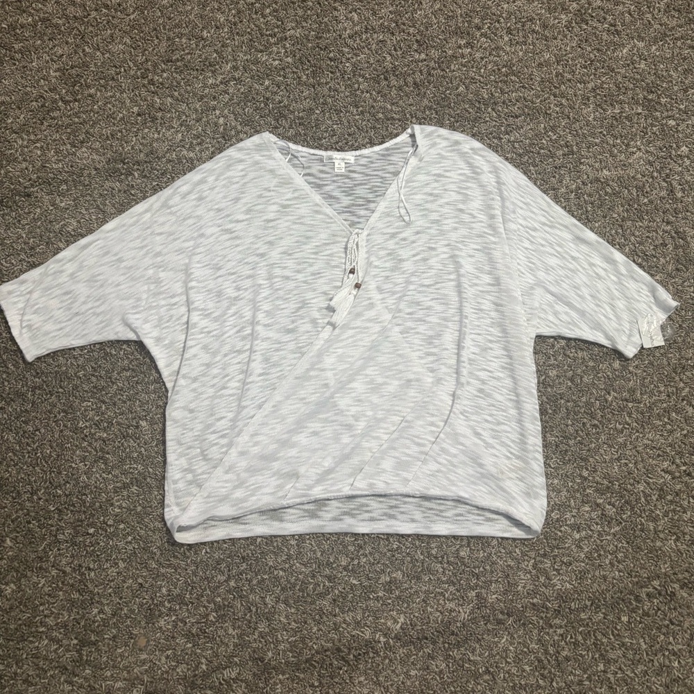 JohnPaulRichard Light Gray V-Neck Blouse